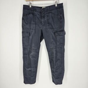 LL Bean Favorite Fit Cargo Pants Womens 12P Petite Blue Hiking Tapered Mid-Rise